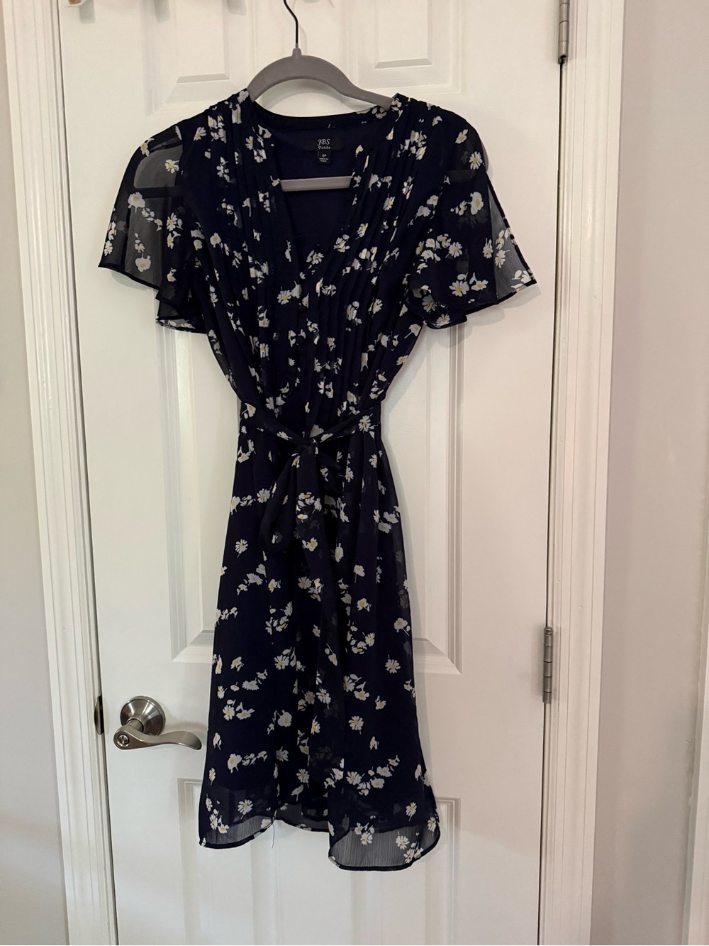 J.B.S. Navy Floral Tie-Waist Midi Dress